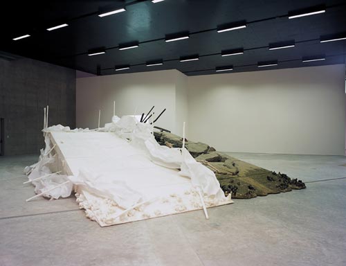 Matthew Barney. <em>Holographic Entry Point</em>, 2005. Self-lubricating plastic, polycaprolactone thermoplastic, shrimp shells, sea shells, cement, wood, steel, stainless steel, expanded polystyrene, vivac, pigment, acrylic paint, acrylic medium, sand, aquaplast, PVC. Installation view from and courtesy of Leeum, Samsung Museum of Art, Seoul. Photograph: Hyunsoo Kim. © Matthew Barney