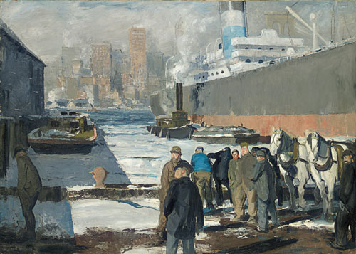 George Bellows. Men of the Docks, 1912. Oil on canvas, 114.3 x 161.3 cm. Randolph College, Founded as Randoph - Macon Woman's College in 1891, Lynchburg.