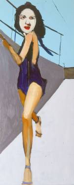 Chantal Joffe.  Walking Woman,  2004 . Oil on board , 305 x 124 cm. © Chantal Joffe, 2004. Image courtesy of the Saatchi Gallery, London.