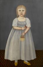 John Brewster Jr. (1766-1854). <em>Child with strawberries</em>. Possibly painted in Connecticut or Maine, ca.1800. Oil on canvas 37 1/2 x 25 1/8". Private collection. Photo credit: Gavin Ashworth.