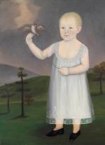 John Brewster Jr. (1766-1854). <em>Francis O Watts with Bird</em>. Painted in Kennebunk, Maine, 1805. Oil on canvas 35 1/4 x 27 in. Collection of Fenimore Art Museum, Cooperstown, New York. Gift of Stephen C. Clark. Photo credit: David Stansbury.