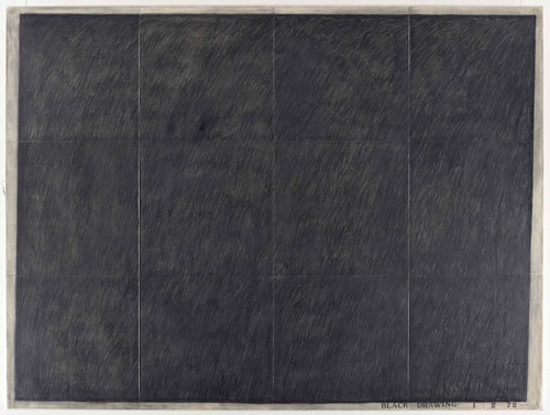 Bob Law. Black Drawing 1. 2. 72, 1972. Graphite on paper mounted on canvas, 152.2 x 202.2 cm. Private collection, London.