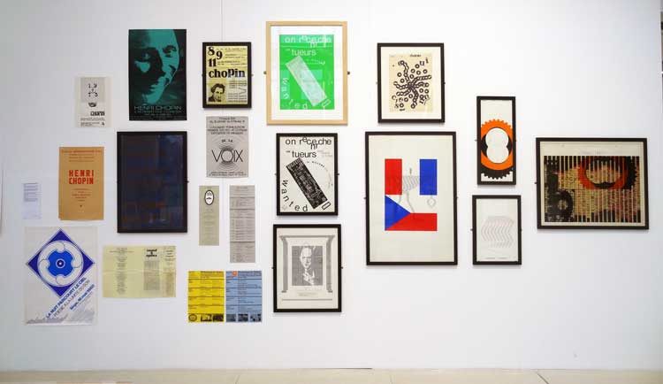 Henri Chopin: The (Almost) Complete Books, Zines and Multiples (1957-2007), installation view, the Leicester Gallery, De Montfort University, 27 November 2021 – 29 January 2022. Photo: Frédéric Acquaviva.