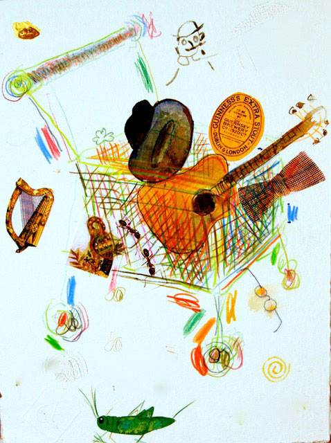 Conrad Atkinson, James Joyce shopping trolley. mixed media on archival paper, 8 x 10 in. © the artist.