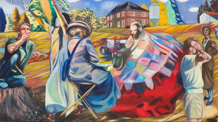 Laura Gaiger, Trespass on the Manor Lawn, 2020. Oil on canvas, 250 x 140 cm. © the artist.