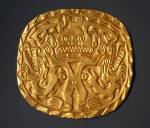 Coclé artist. Plaque with Crocodile Deity, 700–900. Gold, 8 1/2 × 9 in (21.6 × 22.9 cm). Brooklyn Museum; Museum Expedition 1931, Museum Collection Fund, 33.448.12. Creative Commons-BY. Photo: Brooklyn Museum.