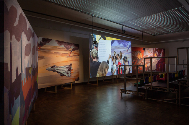 Phil Collins, Ceremony, 2018. Installation view, Cooper Gallery, Dundee, 2019. Photograph: Sally Jubb. Courtesy Shady Lane Productions.
