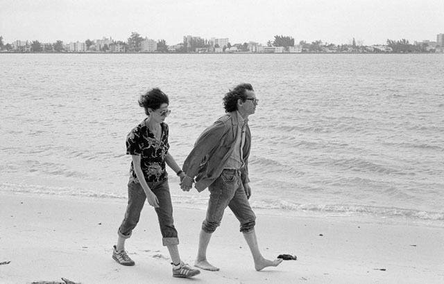 Christo and Jeanne-Claude working on the Surrounded Islands project. Miami, May 1983. Photo: Wolfgang Volz.