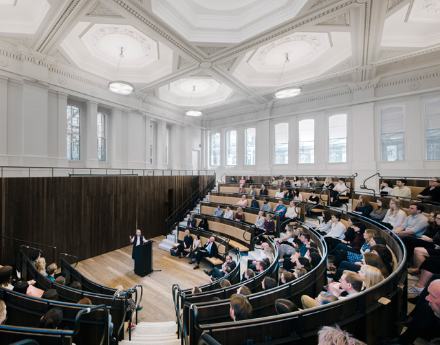 The Benjamin West Lecture Theatre, Royal Academy of Arts, London. Photograph: Simon Menges.
