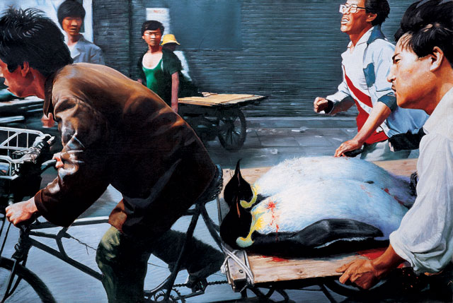 Wang Xingwei. New Beijing, 2001. Oil on canvas, 200 x 300 cm. M+ Sigg Collection, Hong Kong, By donation. Photograph: courtesy M+, Hong Kong.