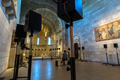 Janet Cardiff. The Forty Part Motet, 2001. View 2. Fuentidueña Chapel at The Cloisters museum and gardens. Image: The Metropolitan Museum of Art/Wilson Santiago.