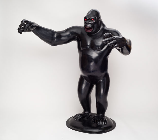 Nicholas Monro. Fibreglass maquette of King Kong with outstretched arms and red eyes, 1971. Courtesy the artist and Wolverhampton Arts and Museums.