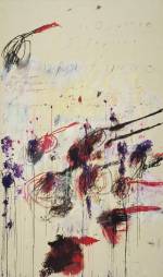 <strong>Cy Twombly, </strong><em>Quattro stagioni, Part III: Autunno</em>, 1993-94. Synthetic polymer paint, oil, house paint, pencil and crayon on canvas 313.7 x 189.9 cm. MoMA