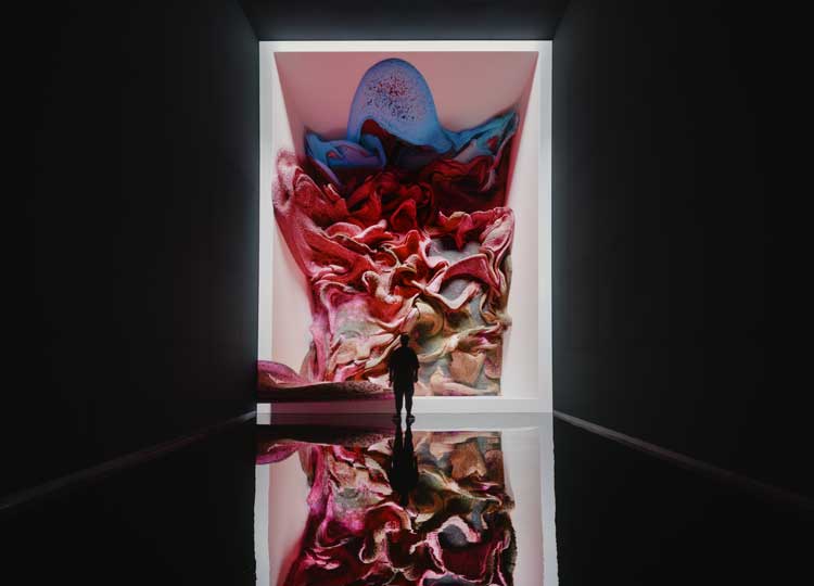 The Sanctuary: Installation view of Machine Dreams: Rainforest, Dataland, Los Angeles, June 20, 2026 – January 31, 2027. © 2026 Refik Anadol Studio on behalf of Dataland. Photo: Refik Anadol Studio.