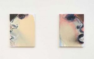 Marlene Dumas. The Enemy, 2018-2024. Oil on canvas, diptych, 40 x 30 cm (15 3/4 x 11 3/4 in) each. Courtesy the artist and Frith Street Gallery, London. Photo: Peter Cox.