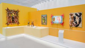 A feast for maximalists, the Mexican American brothers’ sparkling blown-glass sculptures and gaudy large-scale lenticular prints mix humour with a pointed critique of colonialism