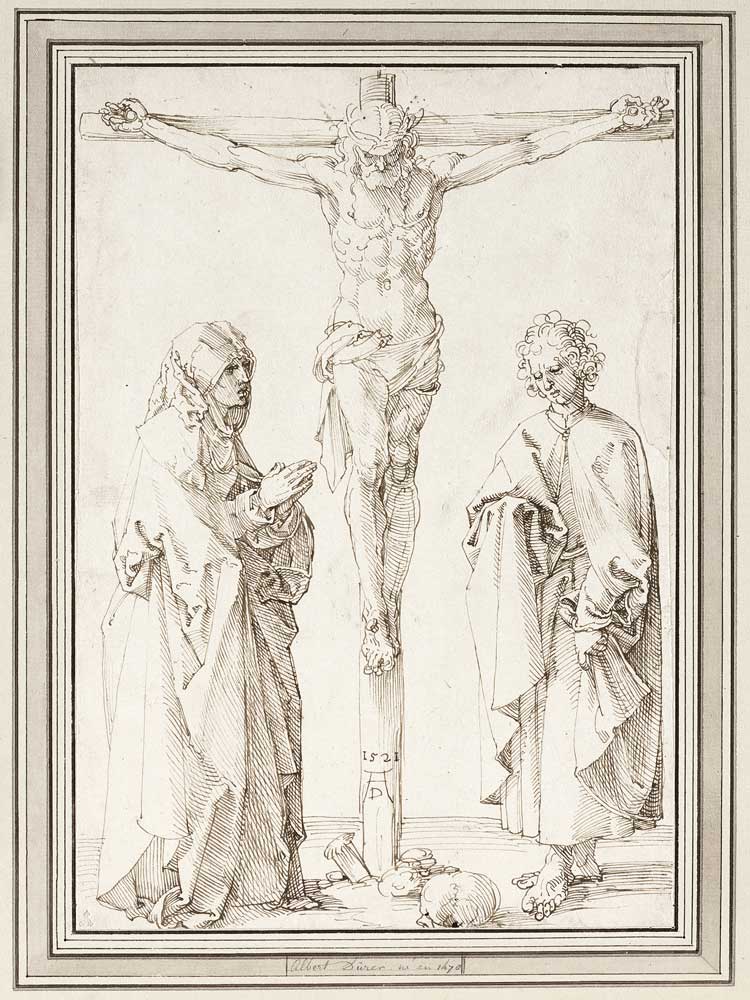 Albrecht Dürer. The Crucifixion, 1521. Pen with brown ink, 32.3 x 22.2 cm. The Albertina Museum, Vienna (3169). © Albertina, Vienna.