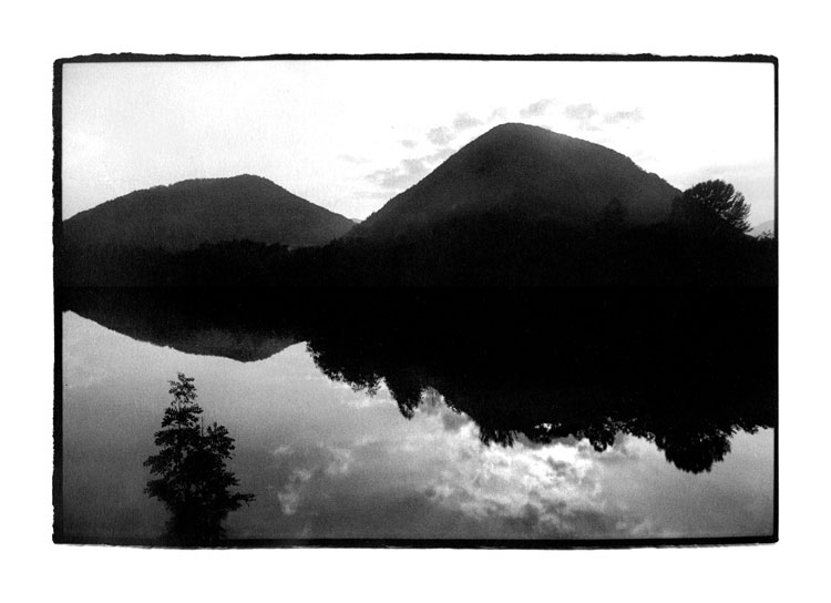 Toby Deveson, River Soča, Slovenia, August 2013. Taken with a Nikkormat using a 24mm lens and Kodak T-Max 400 film. Printed on Foma 532 fibre-based paper.