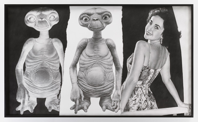 Karl Haendel, E.T./E.T./Elizabeth Taylor, 2018. Pencil on paper, 52 1/2 x 87 3/4 in. Courtesy the artist and Mitchell-Innes & Nash, NY.