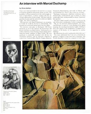 An interview with Marcel Duchamp by Dore Ashton. First published in Studio International, Vol 171, No 878, June 1966, page 244. © Studio International Foundation.