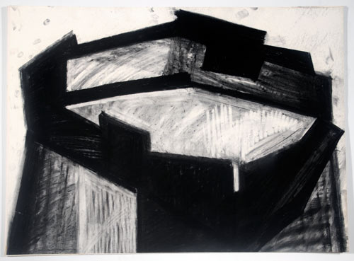 Phyllida Barlow. <em>Untitled</em>, 1980s. Charcoal and collage on paper. Leeds Museums and Galleries (Art Gallery).
