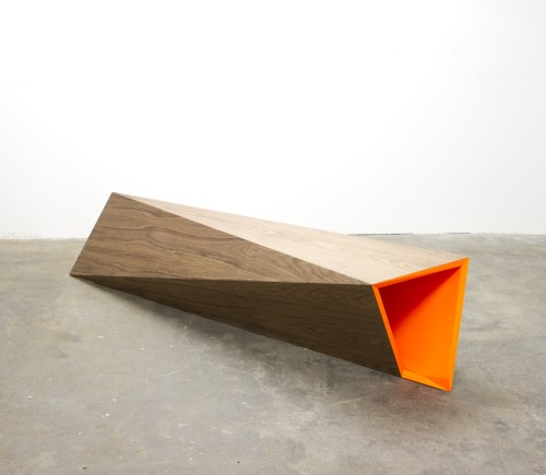 Rana Begum. No. 565 Bench, 2014. Paint on walnut veneer on MDF, 17.1 x 86.6 x 19.7 in (45 x 220 x 50 cm). Courtesy the artist and Jhaveri Contemporary.