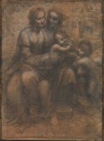 Leonardo da Vinci, The Virgin and Child with St Anne and the Infant St John the Baptist (The Burlington House Cartoon), c1506-08 (detail). Charcoal with white chalk on paper, mounted on canvas, 141.5 x 104.6 cm. The National Gallery, London. Purchased with a special grant and contributions from the Art Fund, The Pilgrim Trust, and through a public appeal organised by the Art Fund, 1962.