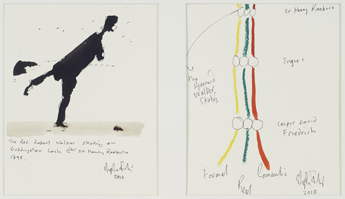 Stephen Farthing. The Drawn History of Painting: Raeburn, 2010. Ink and crayon on paper. Courtesy of the artist.