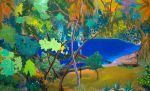 Hulda Guzmán, Fresa salvaje, 2021. Acrylic gouache on canvas, 75.2 x 122 cm. © Hulda Guzmán. Courtesy of the artist and Alexander Berggruen, NY.
