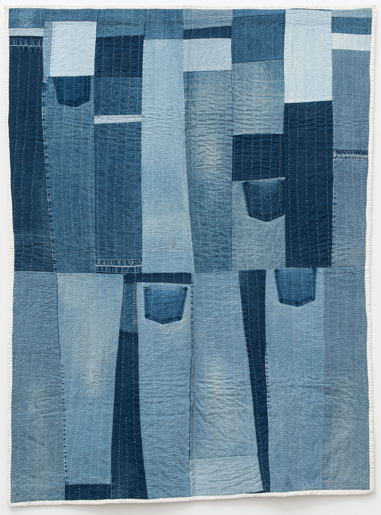 Loretta Pettway Bennett. Work-clothes strips, 2003. Denim, 200.7 x 152.4 cm (79 x 60 in). Courtesy Souls Grown Deep Foundation and Alison Jacques Gallery, London. © Loretta Pettway Bennett / Artists Rights Society (ARS), New York and DACS, London.