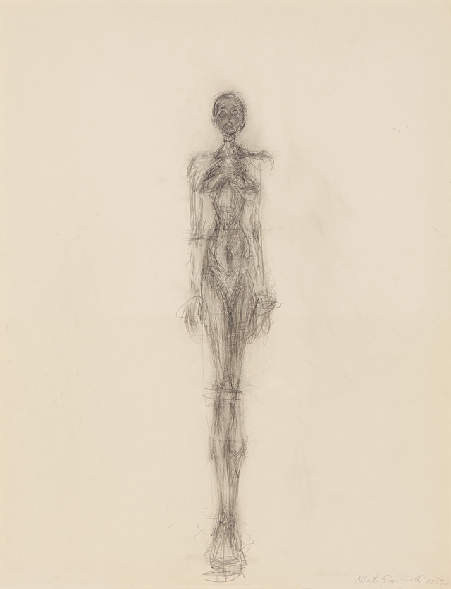 Alberto Giacometti. Standing nude, 1955. Pencil on paper. The Robert and Lisa Sainsbury Collection, Sainsbury Centre for Visual Arts, University of East Anglia, UK, UEA 68. © Estate of Alberto Giacometti/SOCAN (2019).