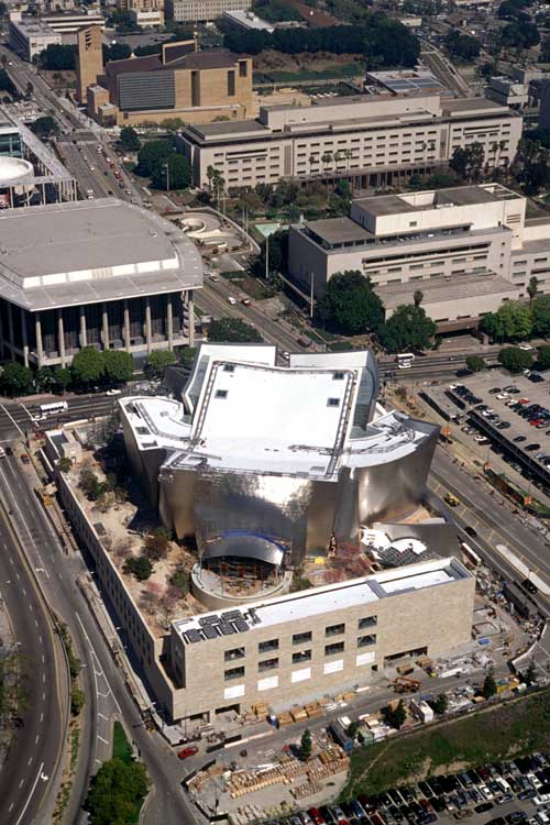 Aerial view, Walt Disney Concert Hall. Designed by Frank Gehry. Courtesy of the Los Angeles Philharmonic