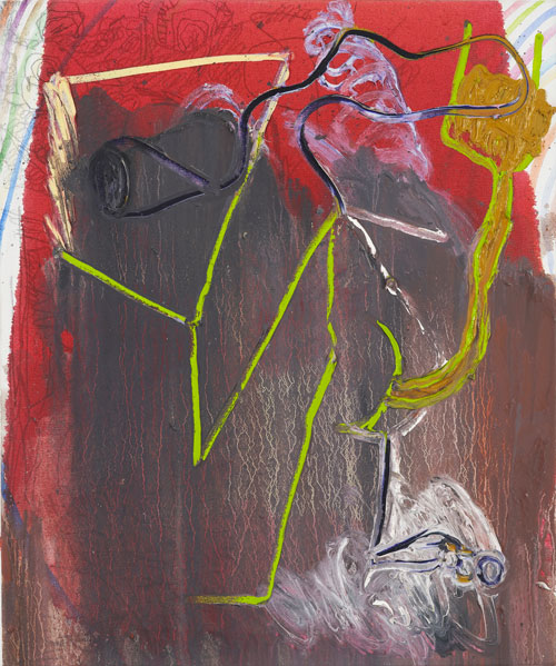Luke Gottelier. Enema Painting, 2002. Oil, watercolour and pencil on canvas, 61 x 51 cm.