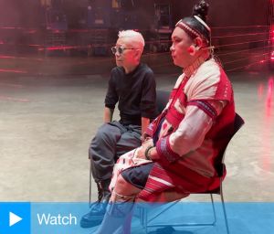 Shu Lea Cheang and Dondon Hounwn speaking to Studio International during rehearsals for Hagay Dreaming at Tate Modern, London. Photo: Martin Kennedy.