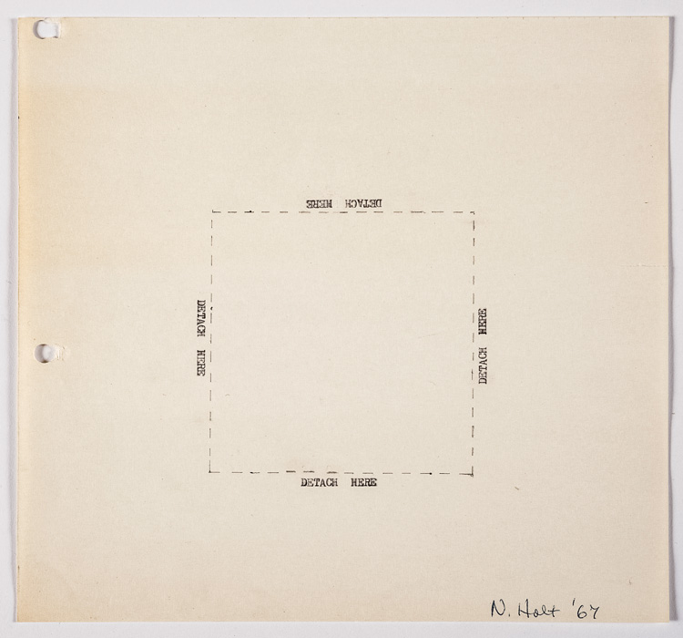 Nancy Holt, Detach Here, 1967. Ink and pencil on paper, 20.3 × 21.6 cm. © Holt/Smithson Foundation, Licensed by VAGA at ARS, New York.