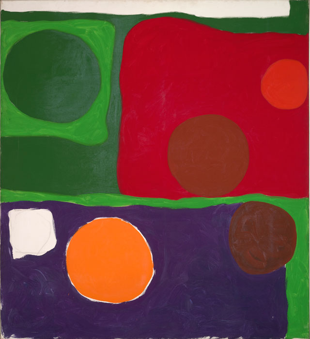 Patrick Heron. Five Discs : 1963, 1963. Oil paint on canvas, Private collection. © Estate of Patrick Heron. All Rights Reserved, DACS 2018.