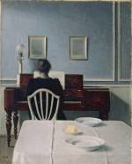 Vilhelm Hammershøi.<em> Interior with Woman at Piano, Strandgade 30</em>, 1901. Oil on canvas, 55.9 x 45.1 cm. Private collection. Photo Maurice Aeschimann