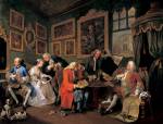 William Hogarth. <em>Mariage à la mode - 1: le contrat de marriage </em>(<em>The marriage settlement</em>), 1743. Huile sur toile 70.5 x 90.8 cm. London, National Gallery © The National Gallery, London.