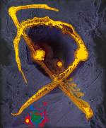 John Hoyland. Saffron Medusa, 2010. Acrylic on cotton duck, 36 x 30 ins (91 x 76 cms). Courtesy of Beaux Arts.