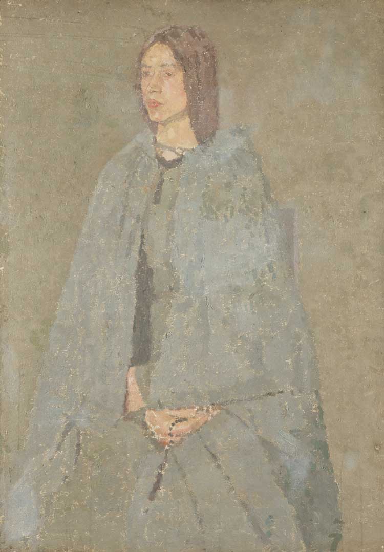 Gwen John, Portrait of a Girl in Grey, about 1918-23. Oil on canvas laid on plywood, 67.3 x 48.3 cm. National Galleries of Scotland. Purchased with assistance from the Henry and Sula Walton Fund and Art Fund (with a contribution from the Wolfson Foundation), 2020.