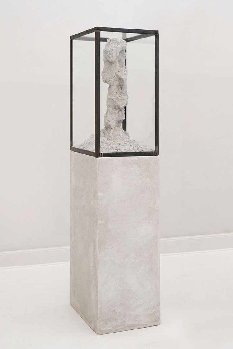 Adam Jeppesen. DK·CPH·CMT 37,8 18, 2018. Cement, sand, steel, 40 x 50 x 75 cm. Installation view, Summer in the City, Martin Asbaek Gallery, Copenhagen, 2018. © the artist.