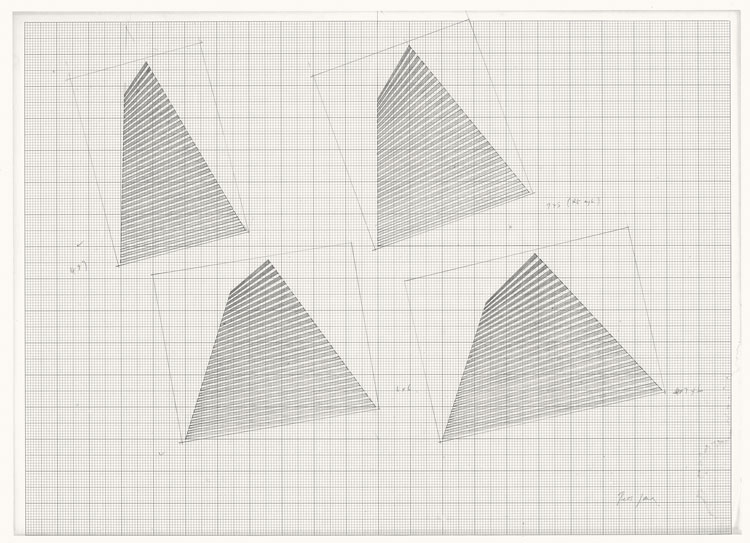 Tess Jaray: Thinking on Paper. Drawings from 1960-2000, pencil and graph paper. Image courtesy the artist.