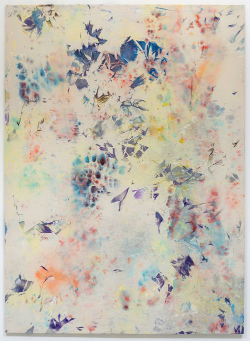 Nick Jeffrey. Colour of fire, 2014. Ink, spray paint, pigment  on canvas, 200 x 145 cm.