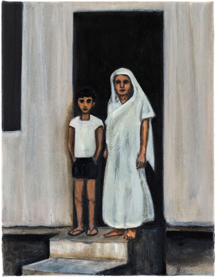 Matthew Krishanu. Boy and Nun, 2020. Oil on canvas, 45 x 35 cm. Photo: Peter Mallet.