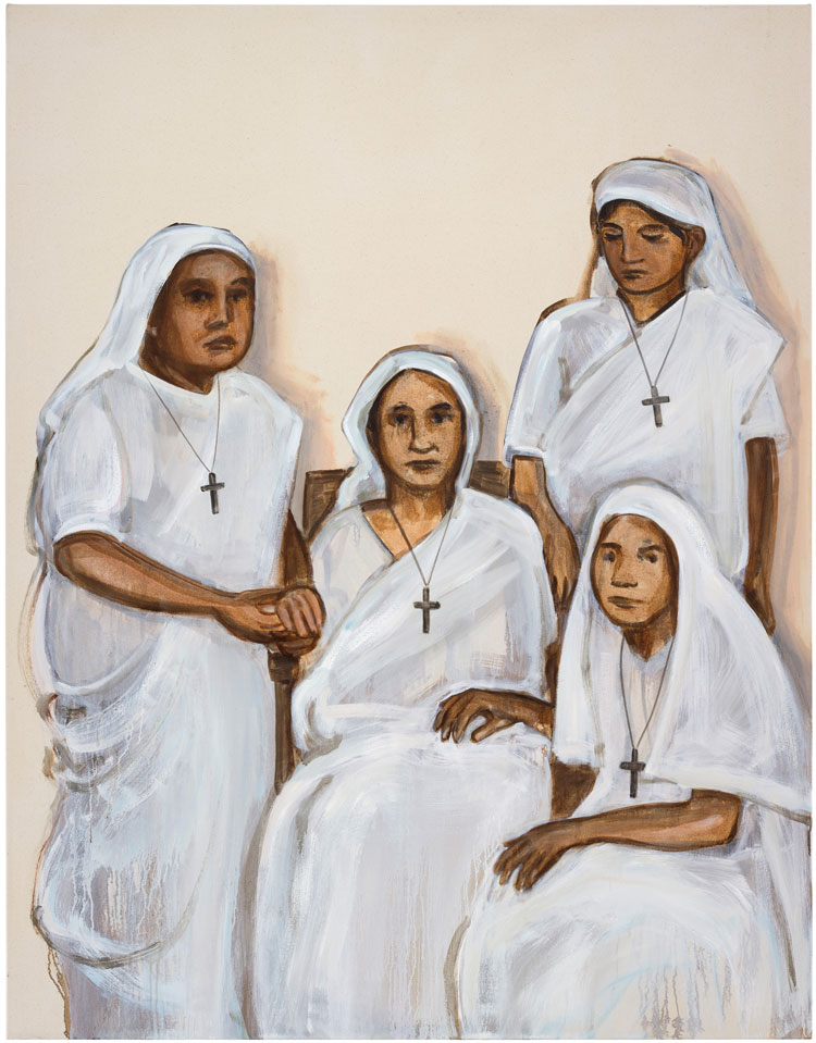 Matthew Krishanu. Four Nuns, 2020. Oil on canvas, 180 x 140 cm. Photo: Peter Mallet.