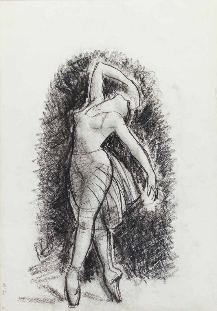 Dame Laura Knight. Ballet Dancer, ca1956-68. Drawing. © Reproduced with permission of The Estate of Dame Laura Knight DBE RA 2019. All Rights Reserved. Photo: Royal Academy of Arts, London.