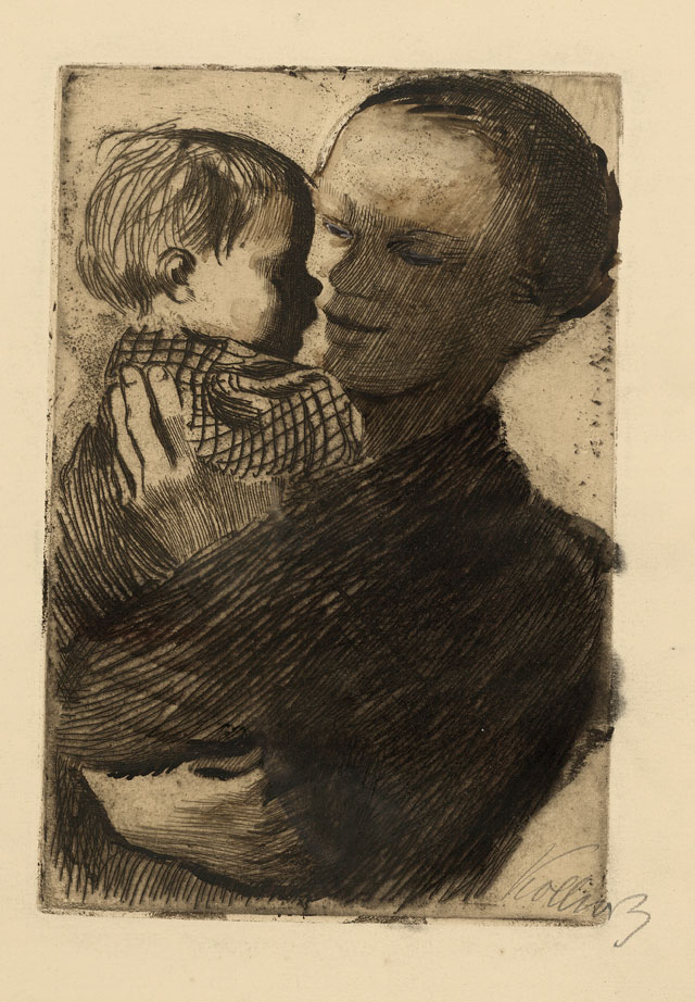 Käthe Kollwitz. Mother with Child in Her Arms, 1910. Etching. © The Trustees of the British Museum.