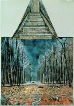 Anselm Kiefer.<em> Resurrexit</em> 1973. Oil, acrylic, and charcoal on burlap, 114 3/16 x 70 7/8 in (290 x 180 cm). 