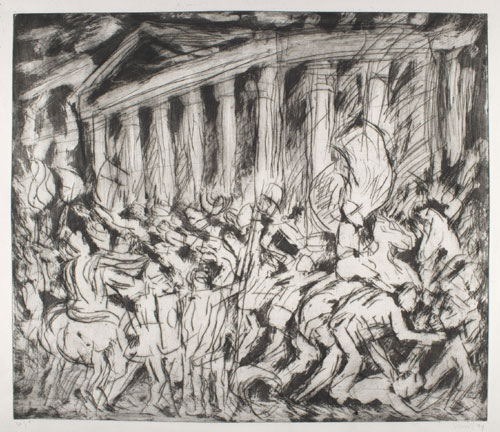 Leon Kossoff. <em>From Poussin: The Destruction and the Sack of the Temple of Jerusalem </em>Private Collection © Leon Kossoff