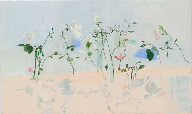 Charlotte Verity, Buds, 2020. Oil on canvas, 90.3 x 150.5 cm (35 1⁄2 x 59 1⁄4 x 1 1⁄4 in). © Charlotte Verity, all rights reserved DACS 2024. Courtesy albertz benda, New York.